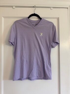 Psycho Bunny Men's Lavender V-Neck Tee with Small Logo